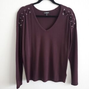 Express Long Sleeve Dark Purple Top - Cute Fall Top